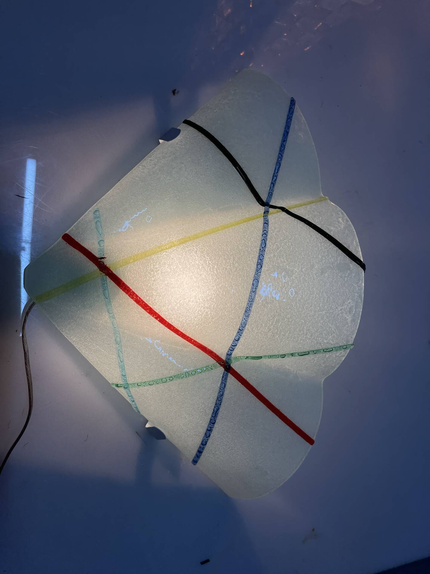 Set of Three Geometric Murano Glass Wall Sconces, Italy, 1980s