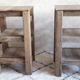 Pair of raw wooden bedsides