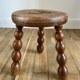 Low wooden stool turned solid 70s
