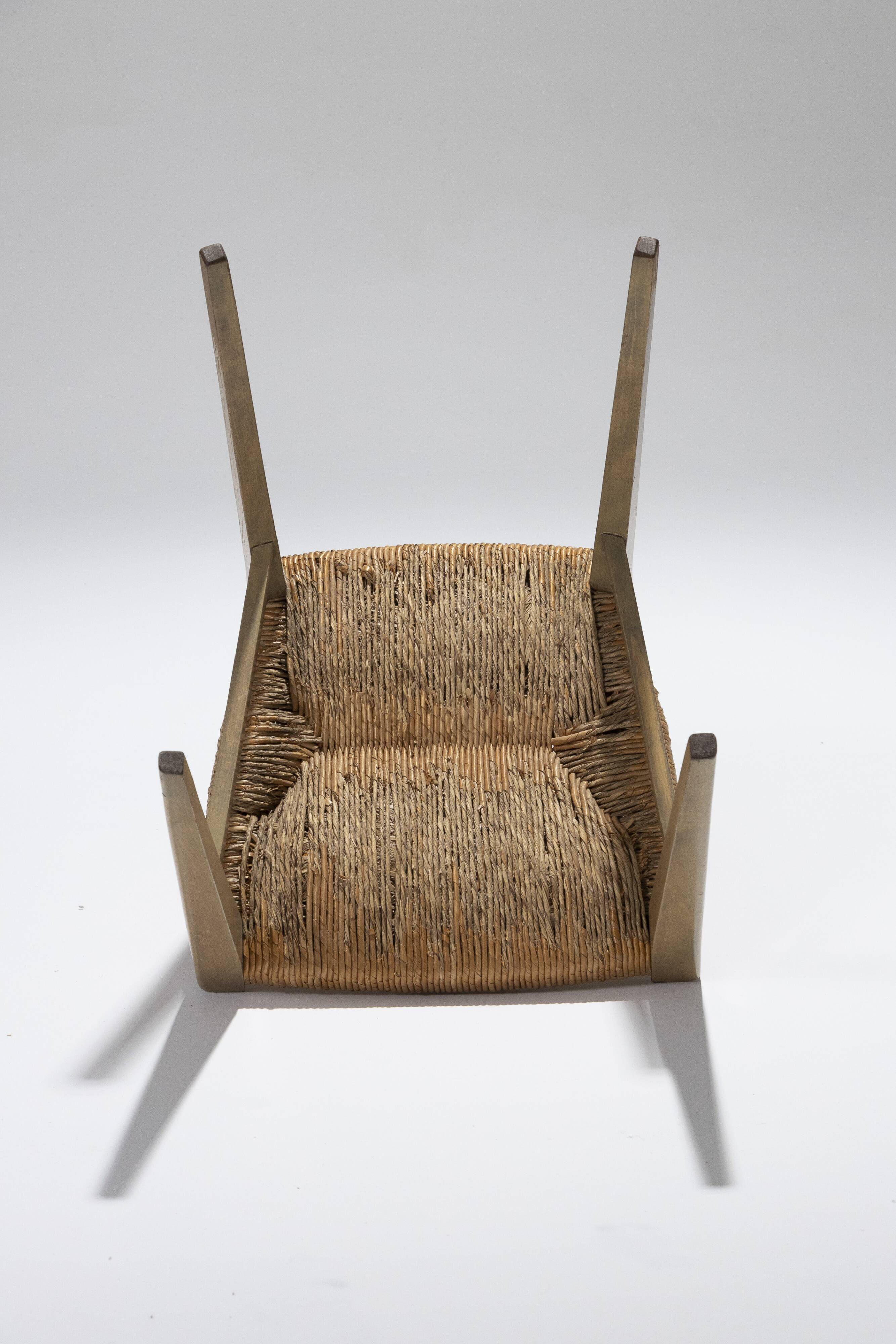 Pair of straw chairs, geneviève pons, 1950s