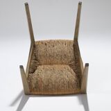 Pair of straw chairs, geneviève pons, 1950s