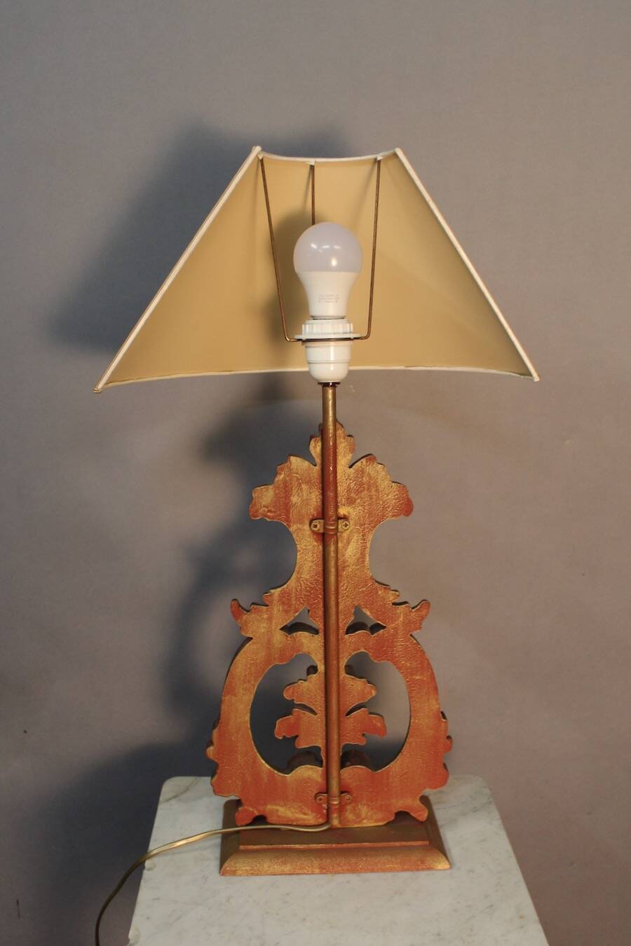 Golden wood lamp