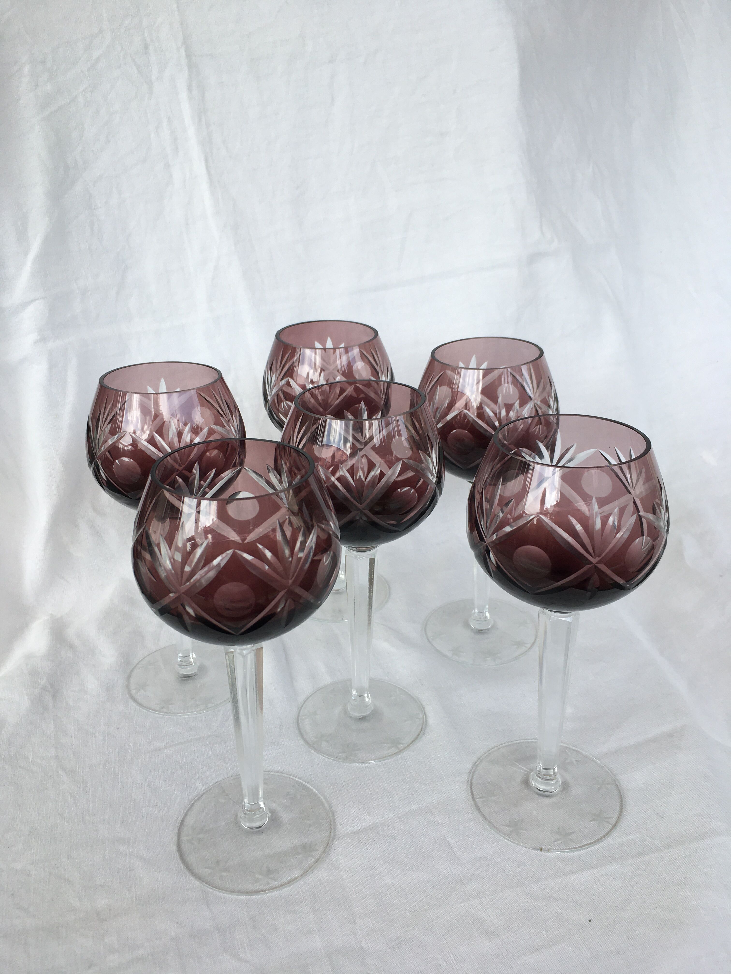 Set of 6 Bohemian crystal glasses