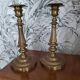 Pair of large candlesticks in gilded brass, 19th century.