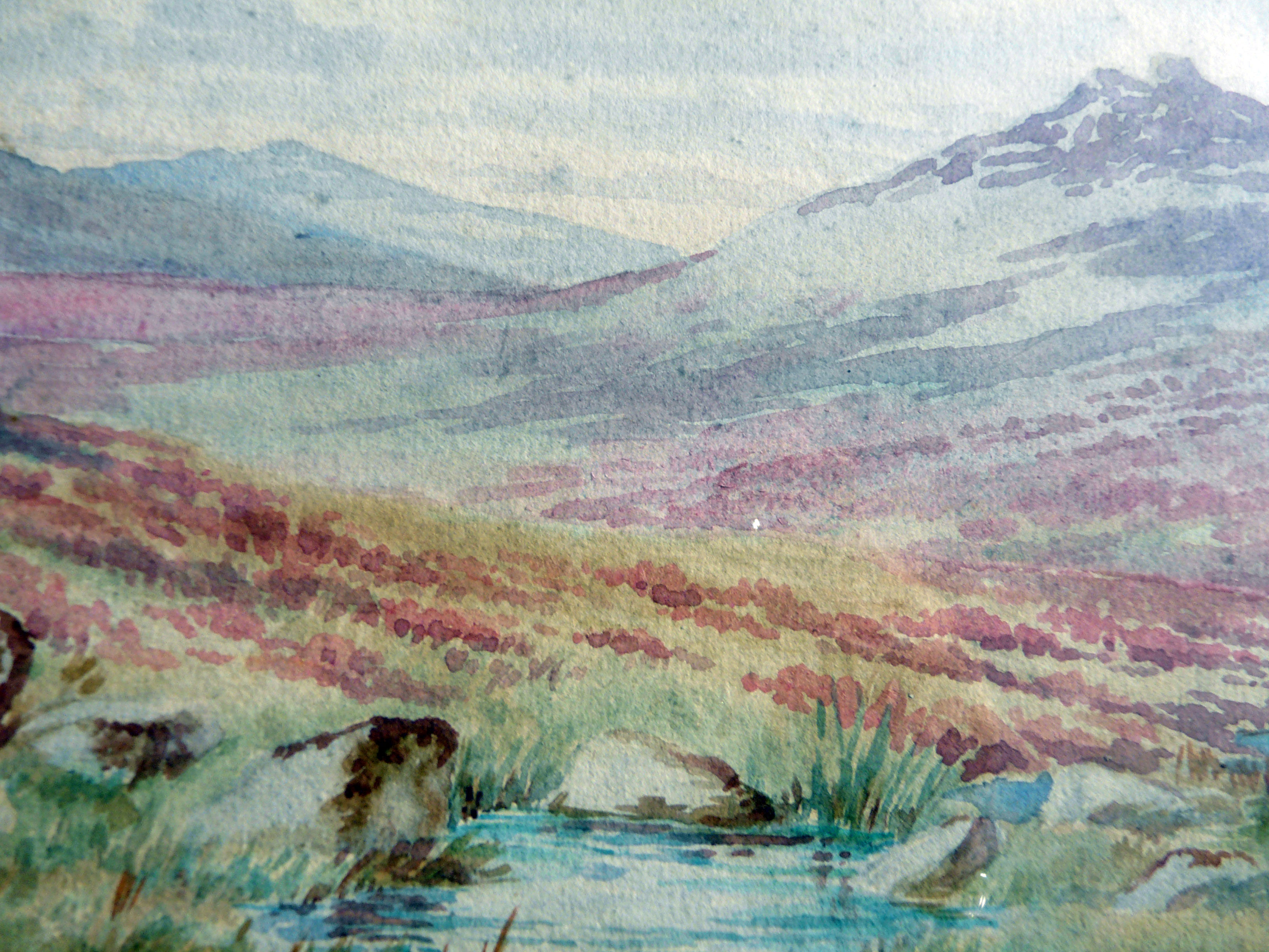 Watercolor painting the moors mountains by alabaster harris & sons