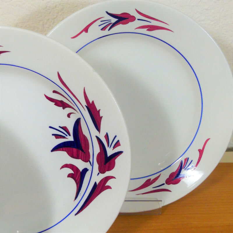 Seven flat plates model "Provence" Niderviller - Old plates Niderviller