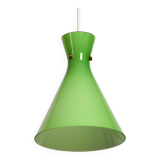 Very beautiful Mid Century flashed glass Diabolo pendant lamp in Green