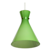 Very beautiful Mid Century flashed glass Diabolo pendant lamp in Green