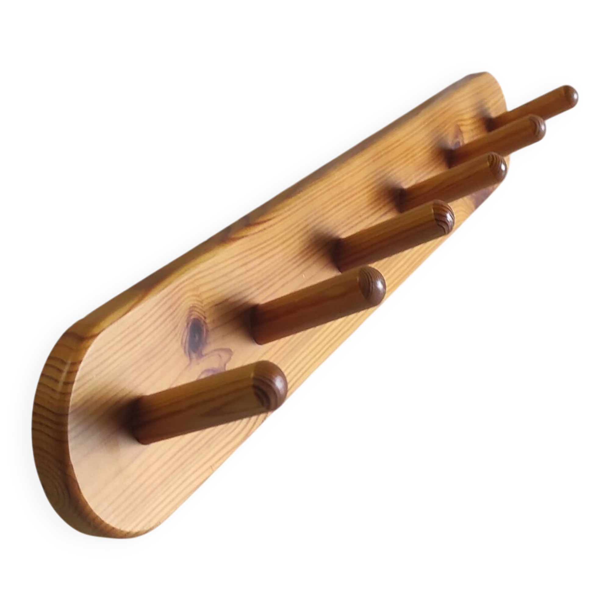 Wall-mounted coat rack in solid pine - 1970s/80s