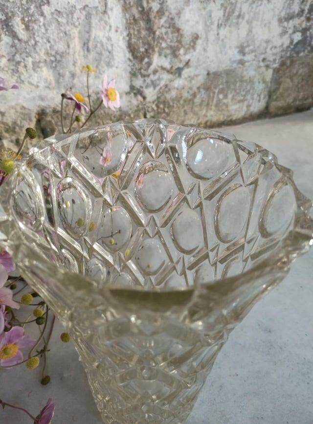 Four bohemian crystal vases