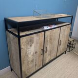 Industrial-style buffet made of solid mango wood.