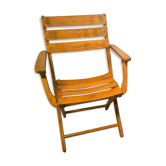 Pair of vintage wooden folding garden chairs