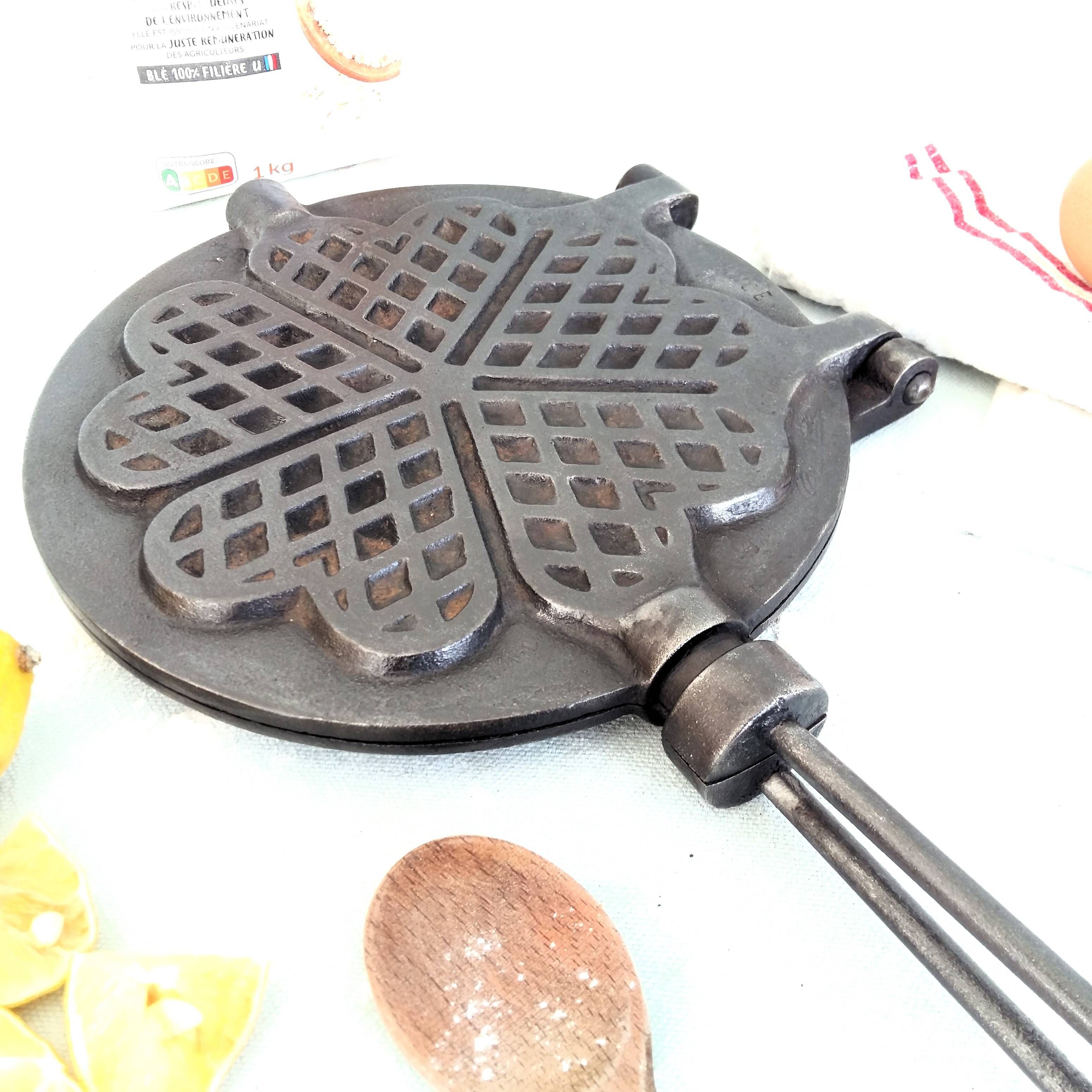 Antique Waffle Maker. French Cast Iron Waffle Pan.
