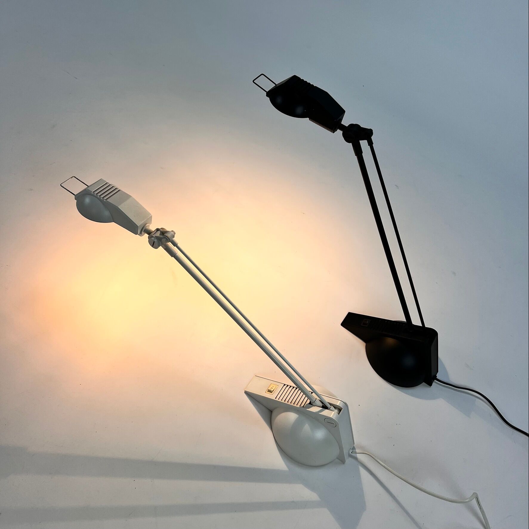 Set of 2 postmodern design desk lamps, 1980s