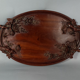 Old wooden tray carved with birds, butterflies and flowers China around 1900. SB