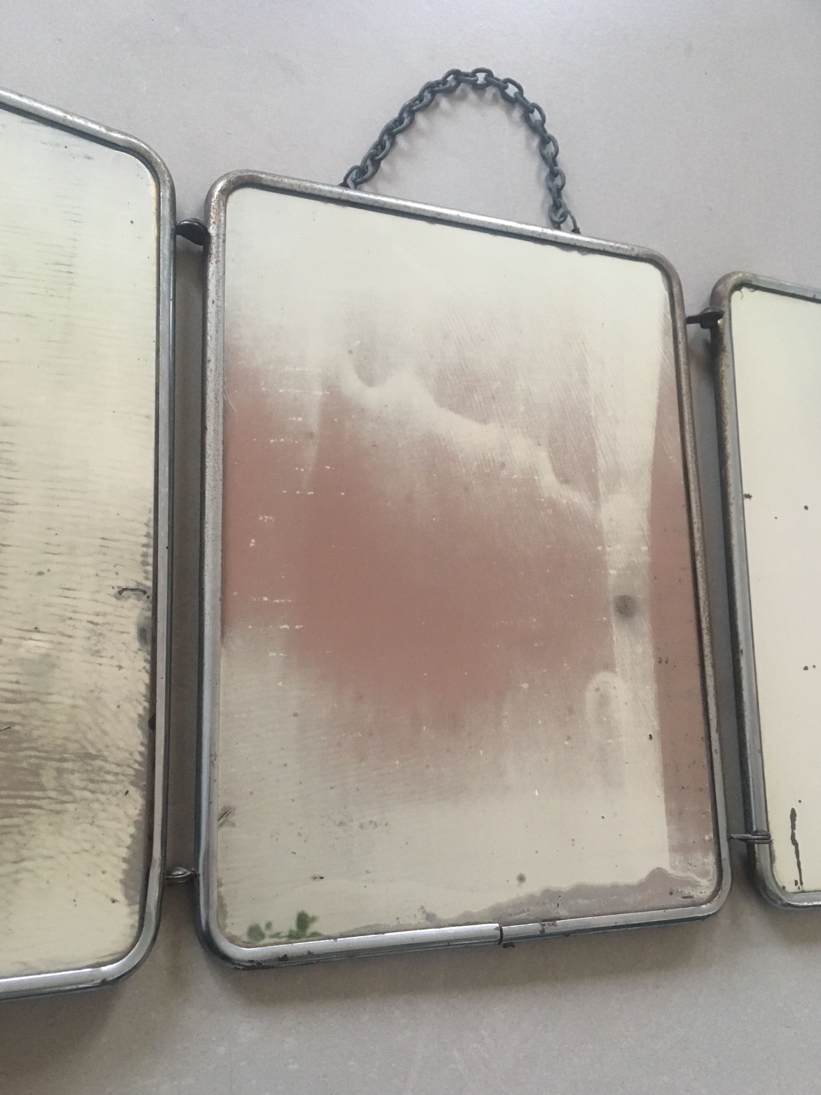 Vintage triptych barber mirror / dive 58x24cm