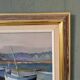 Mid-Century Modern Swedish "Calm Shore" Vintage Coastal Oil Painting, Framed