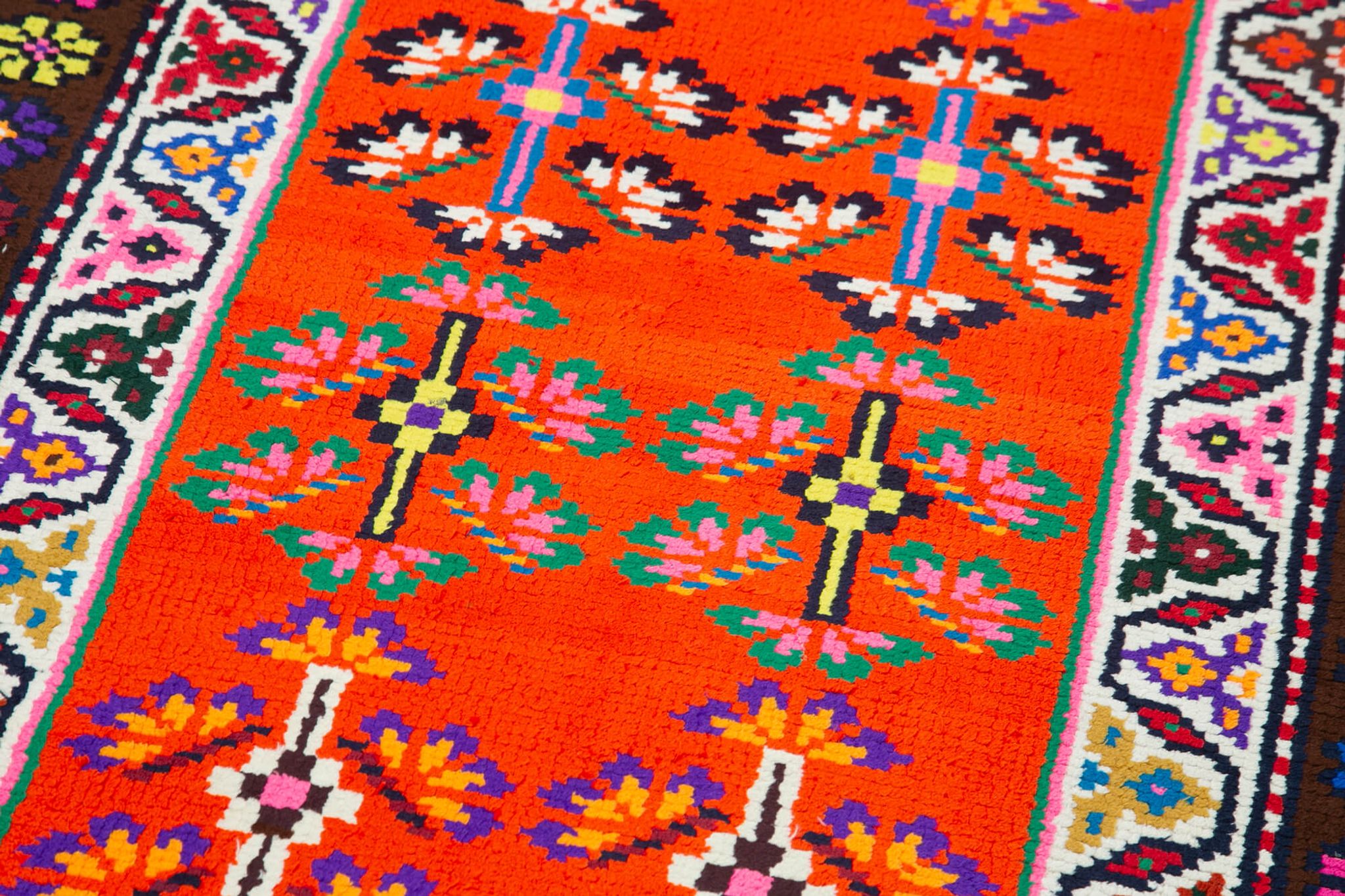 Tapis runner multicolore anatolien antique tissé à la main 81 cm x 372 cm