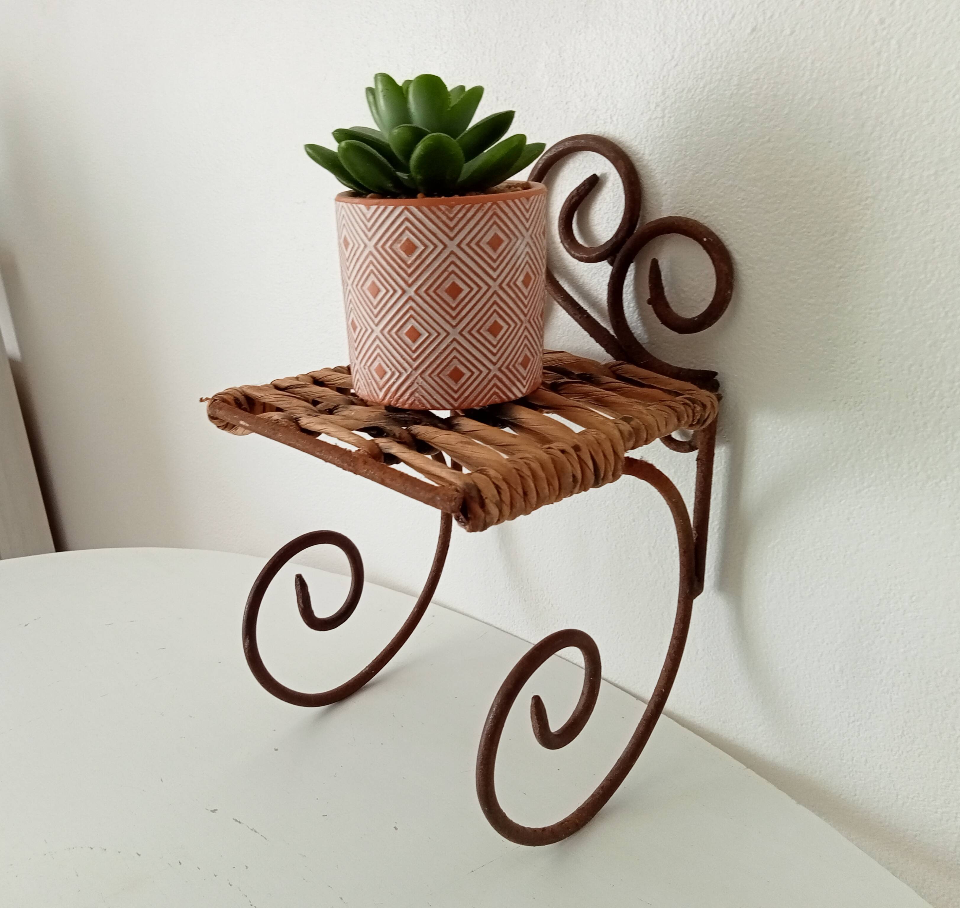 Antique wrought iron wall shelf