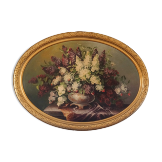 Table in oil bouquet of flowers
