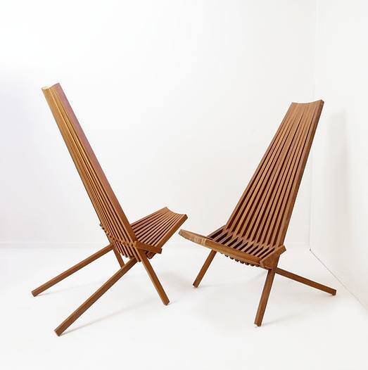 Paire de chaises pliantes en teck - intérieur extérieur