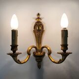 Old large pair of bronze wall sconces with 2 candles. Year 60 70