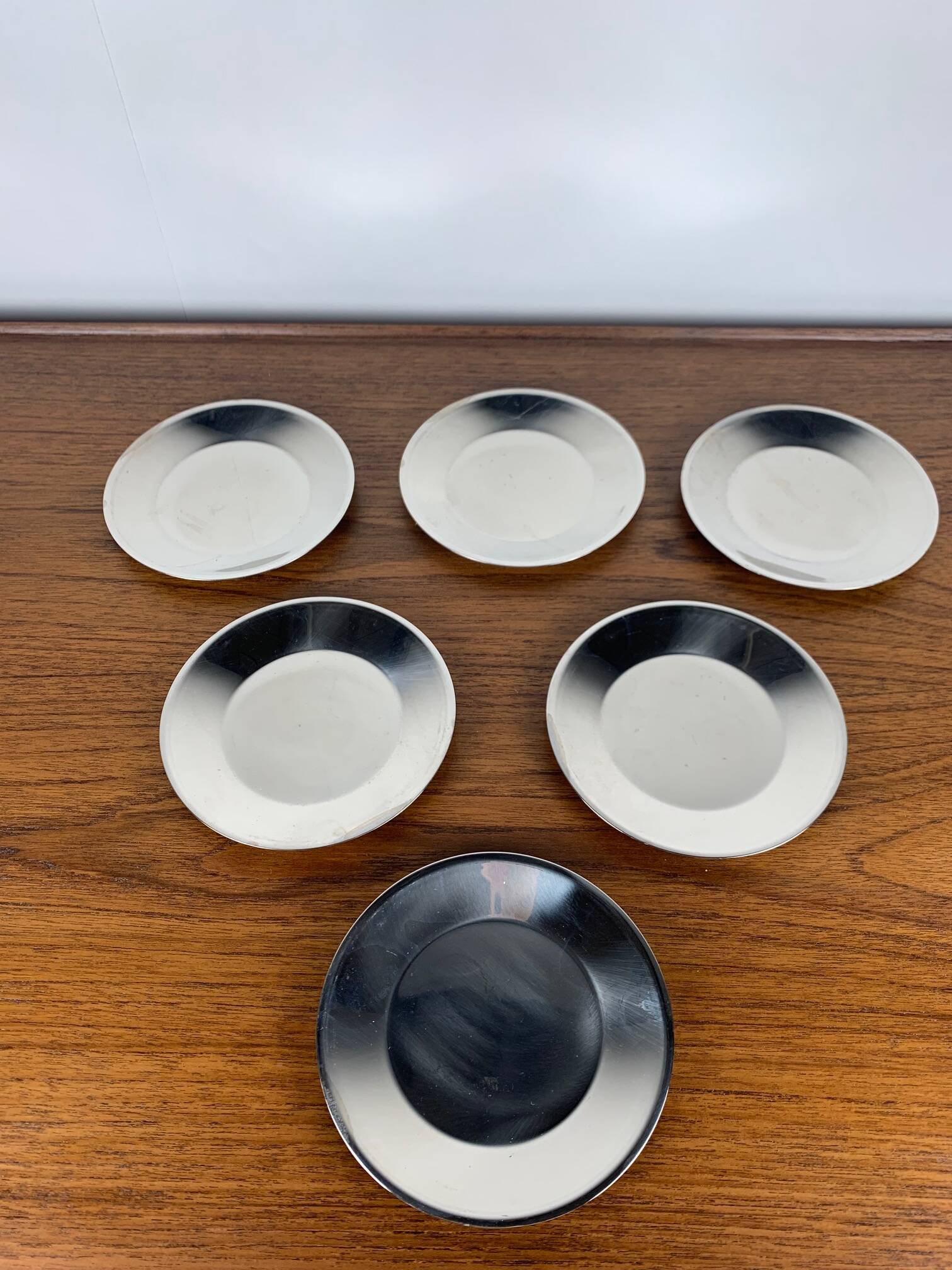 Set of 6 facix stainless steel dessert plates, italy