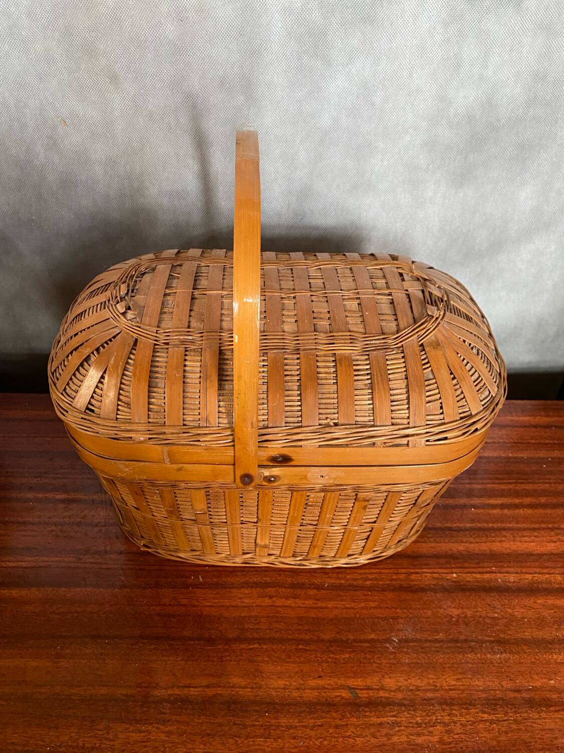 Antique Bressan Basket Fishing Net Wicker Woven Vintage #C072