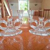 Pair of double glass candle holders