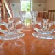 Pair of double glass candle holders