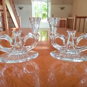 Pair of double glass candle holders