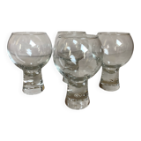 Four large bubble-style glasses by Kosta Boda.
