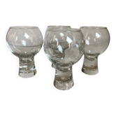 Four large bubble-style glasses by Kosta Boda.