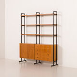 Wall unit, Scandinavian bookshelf in oak, 1970s.