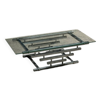 Table basse vintage verre et chrome