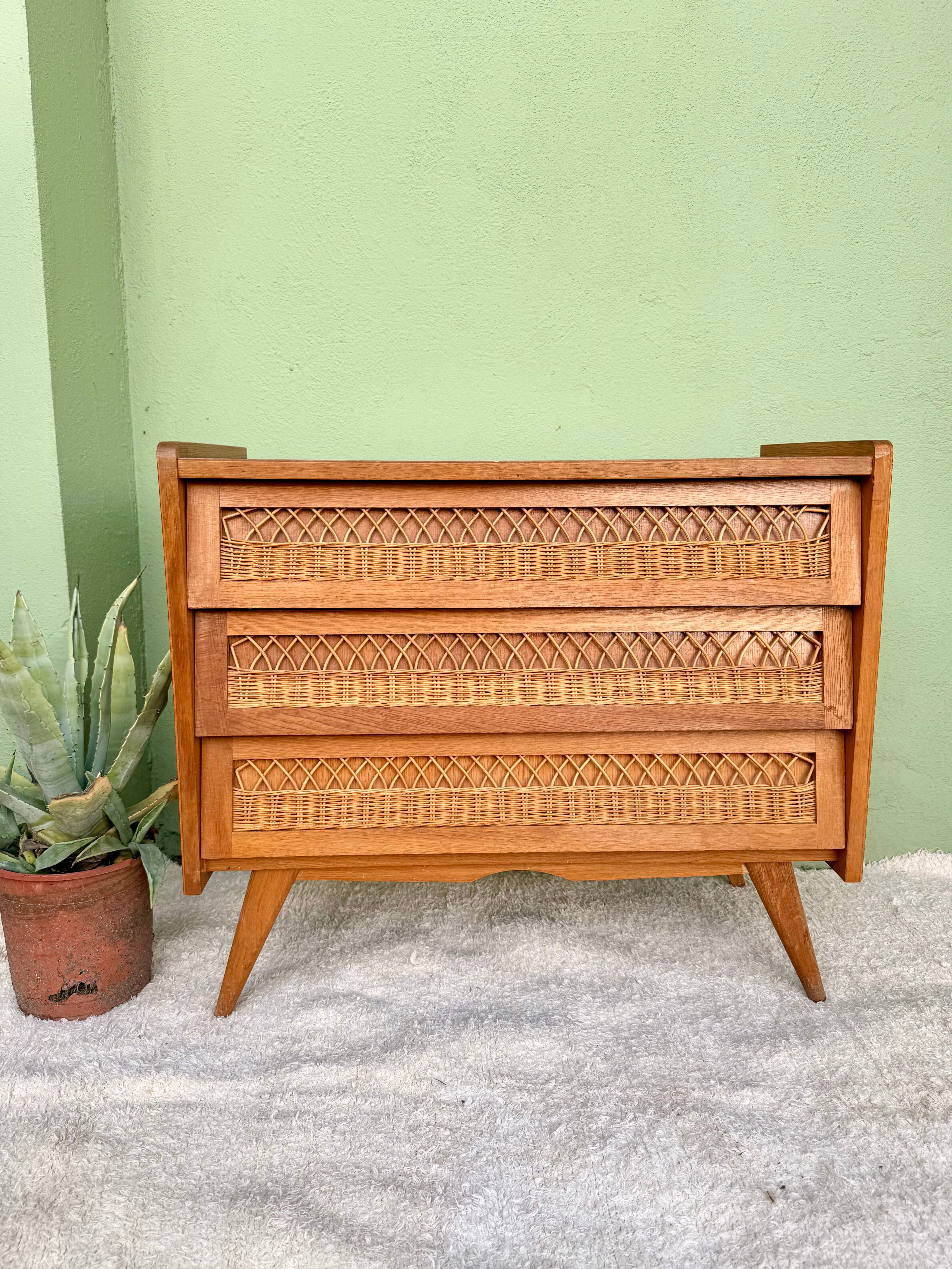 Rattan chest of drawers