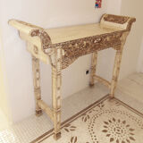 Console carved in wood and white bone