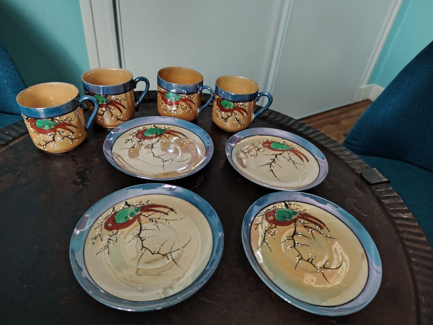 4 Japanese cups and saucers