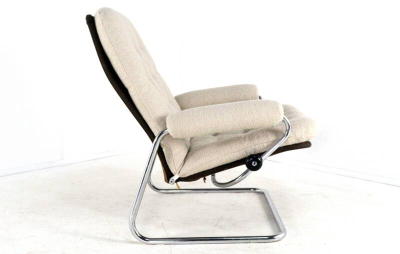Ekornes Stressless 1970s armchair - very rare early model - new upholstered