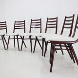 1970s Set of 6 Beech "Boomerang" dining chair ,Czechoslovakia