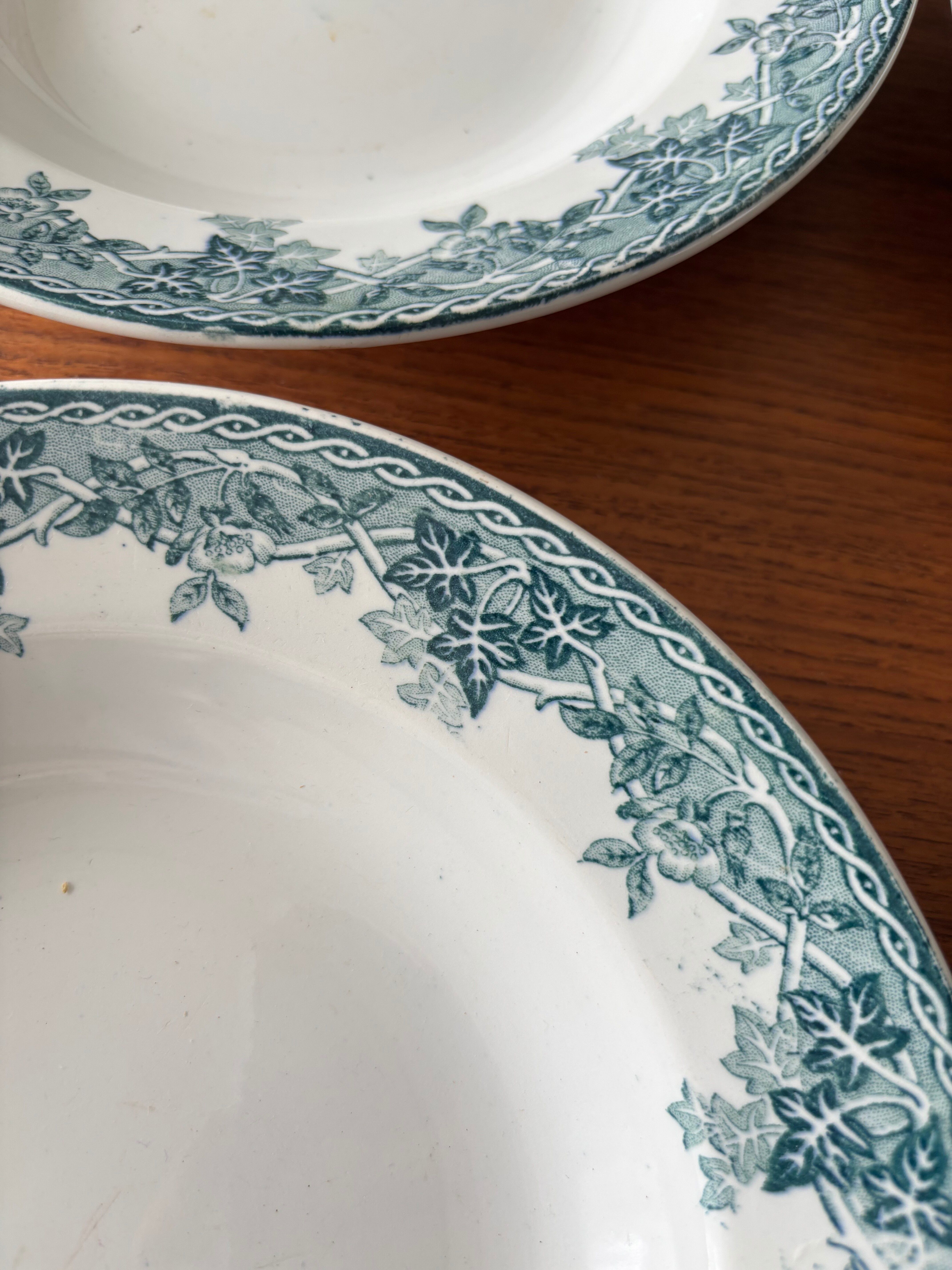 Set of 4 blue deep plates Terre de Fer Moulin des Loups summer