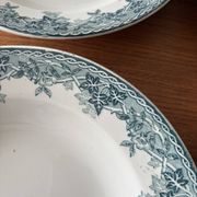 Set of 4 blue deep plates Terre de Fer Moulin des Loups summer
