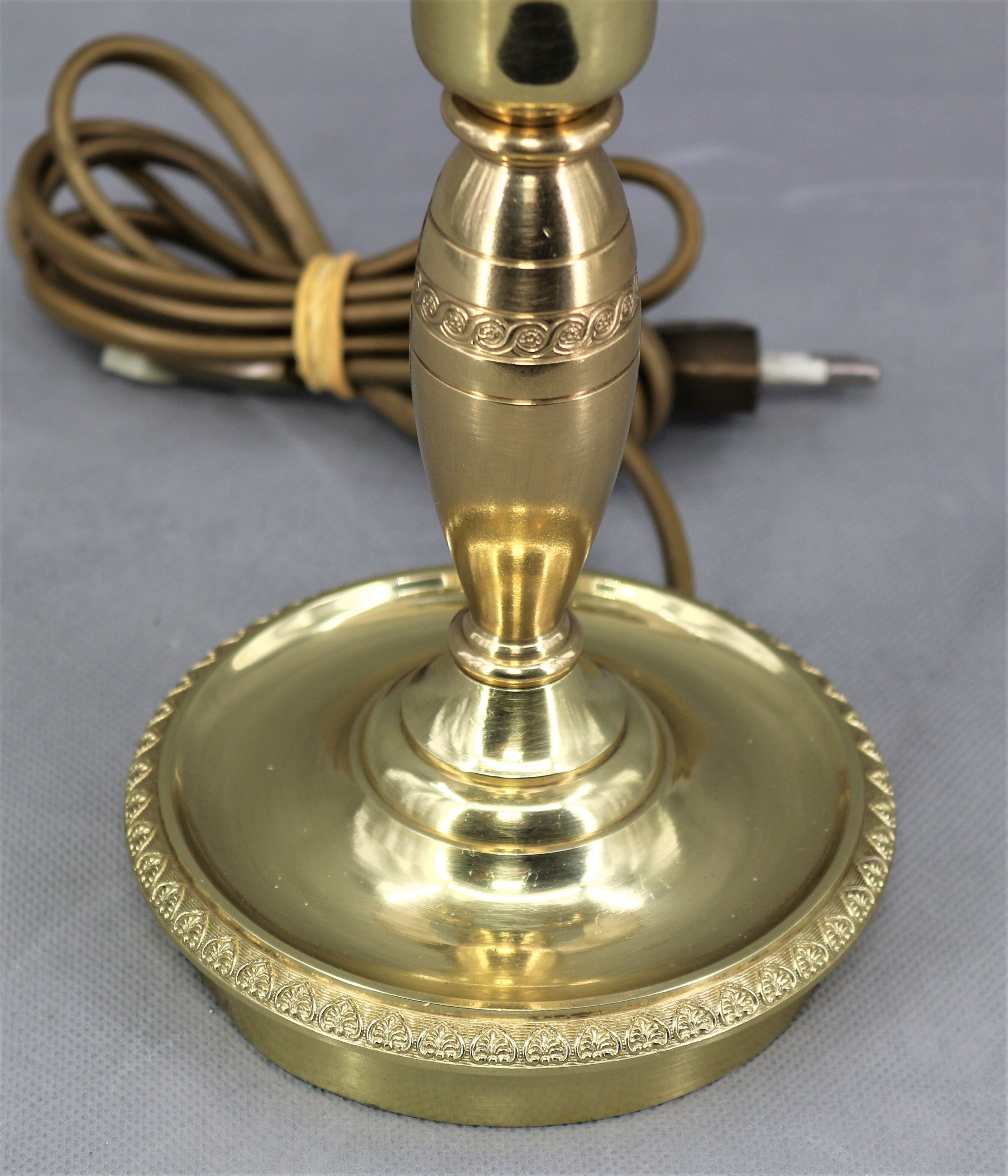 Empire style hot water bottle lamp in solid bronze three lights Lucien Gau