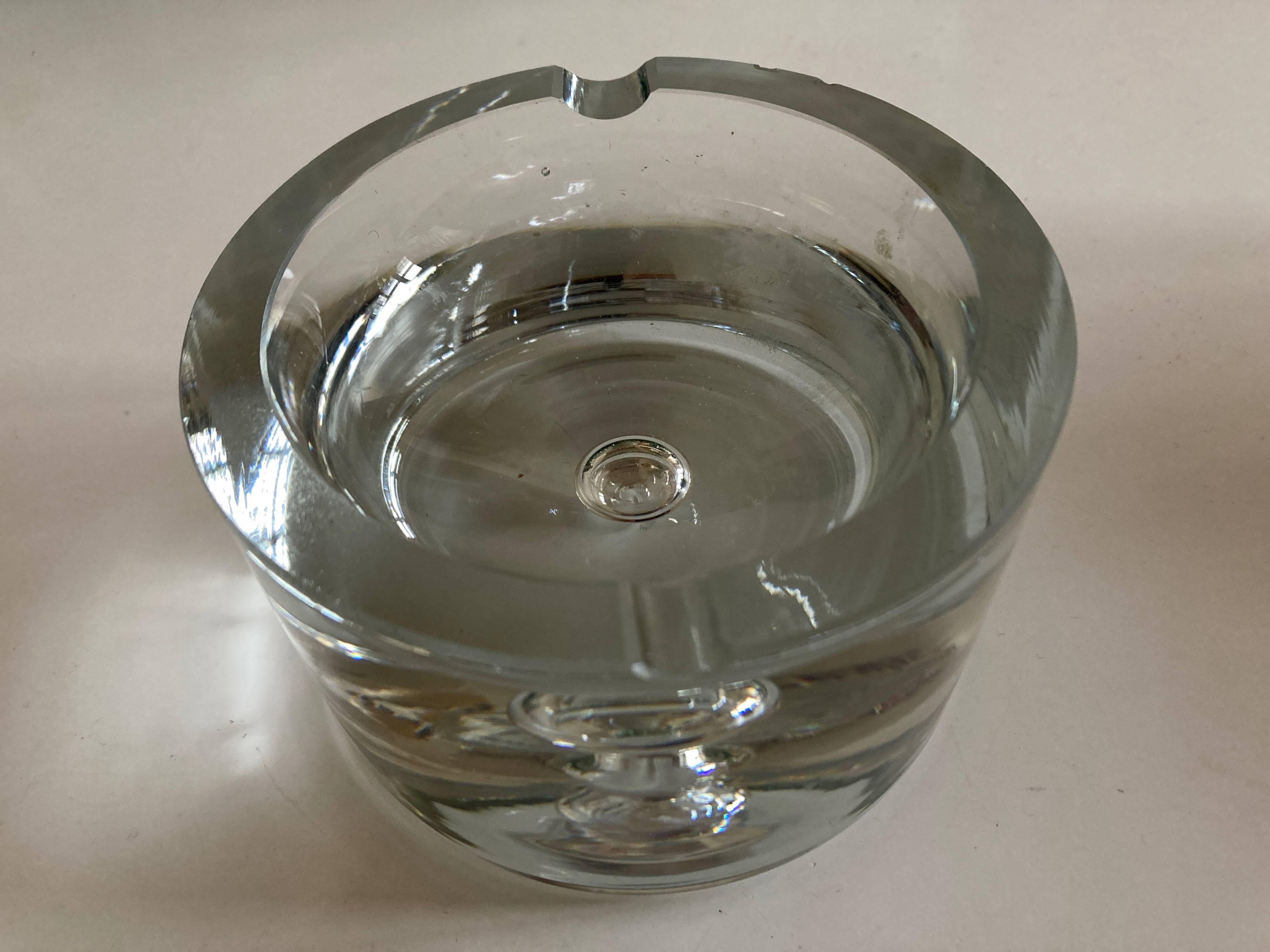 Scandinavian XXL ashtray Bubble in crystal Sweden mid century modern 1970