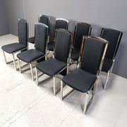 Vintage brass and chrome dining chairs set of 8 - 1970s