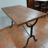 oak coffee table and cast iron base