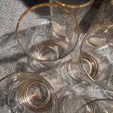 9 art-deco glasses in engraved crystal with gold trim