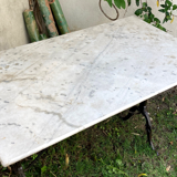 Garden table cast iron legs rectangular marble top