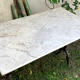 Garden table cast iron legs rectangular marble top