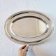 Oval silver metal tray Christofle Gallia Malmaison model
